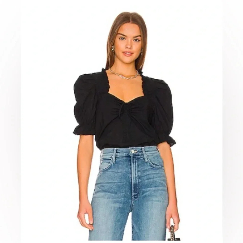 Nation LTD Bernadette Sweetheart Puff Sleeve Blouse